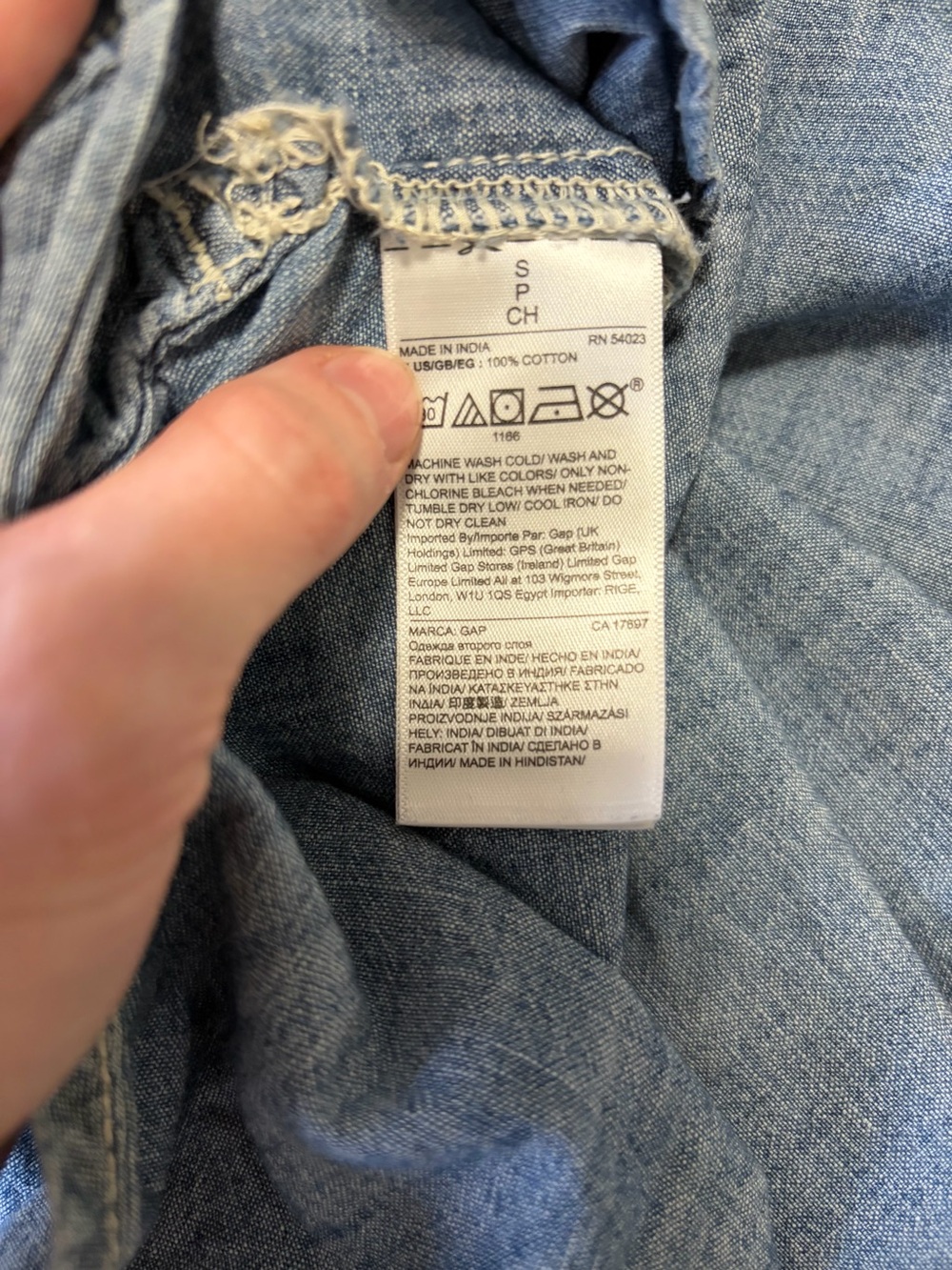 GAP Blue Chambray Short-Sleeve Shirt Dress - Picture 4 of 5